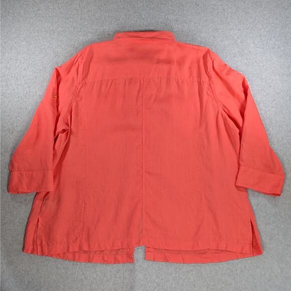 Lauren Ralph Lauren 3X Salmon Pink 100% Linen Button Up Shirt Long Sleeve Women - Picture 6 of 11